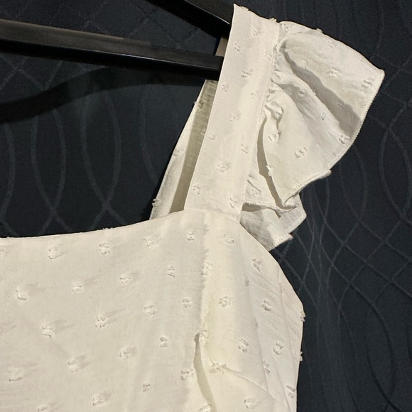 White Flirty Tank Top with Flutter Sleeves! - Picture 2 of 4